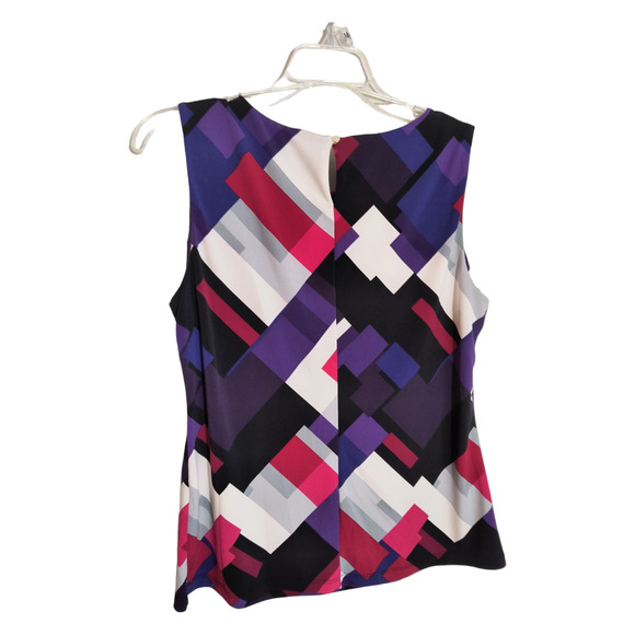 Calvin Klein Sleeveless Blouse Women's Size PL Multicolor Stretch Knit Top - Picture 7 of 15